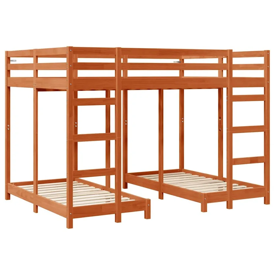 Cadre de lit superposé triple Marron cire 140 x 200 cm - 3