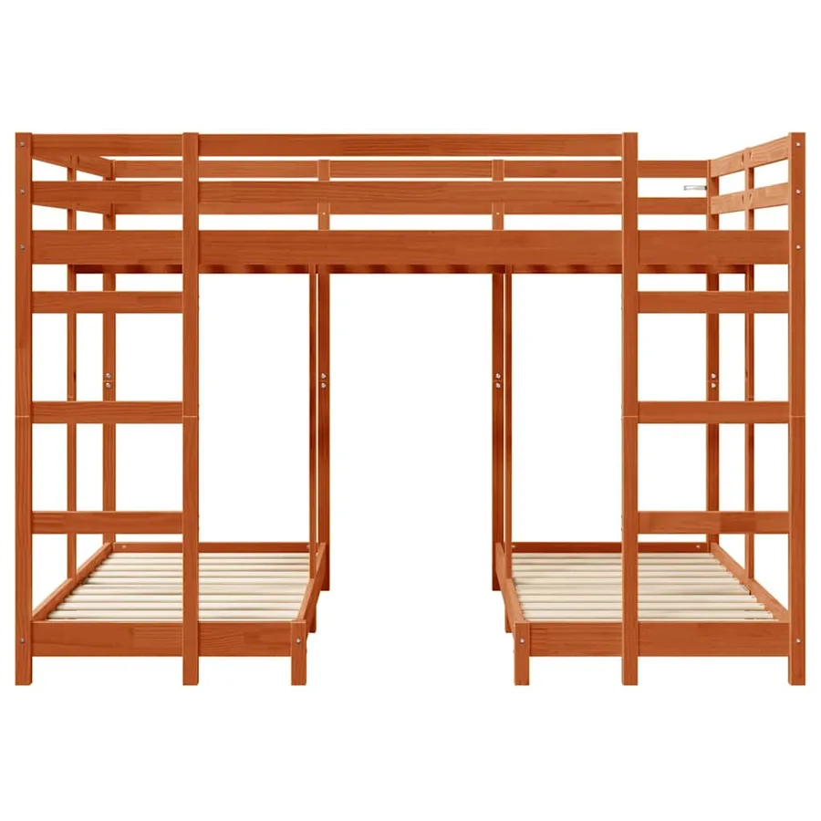 Cadre de lit superposé triple Marron cire 140 x 200 cm - 4