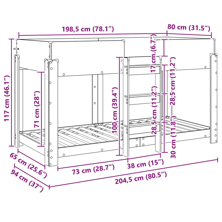 Lit Superposé pour Enfants Gris Sonoma 80 x 200 cm - 10