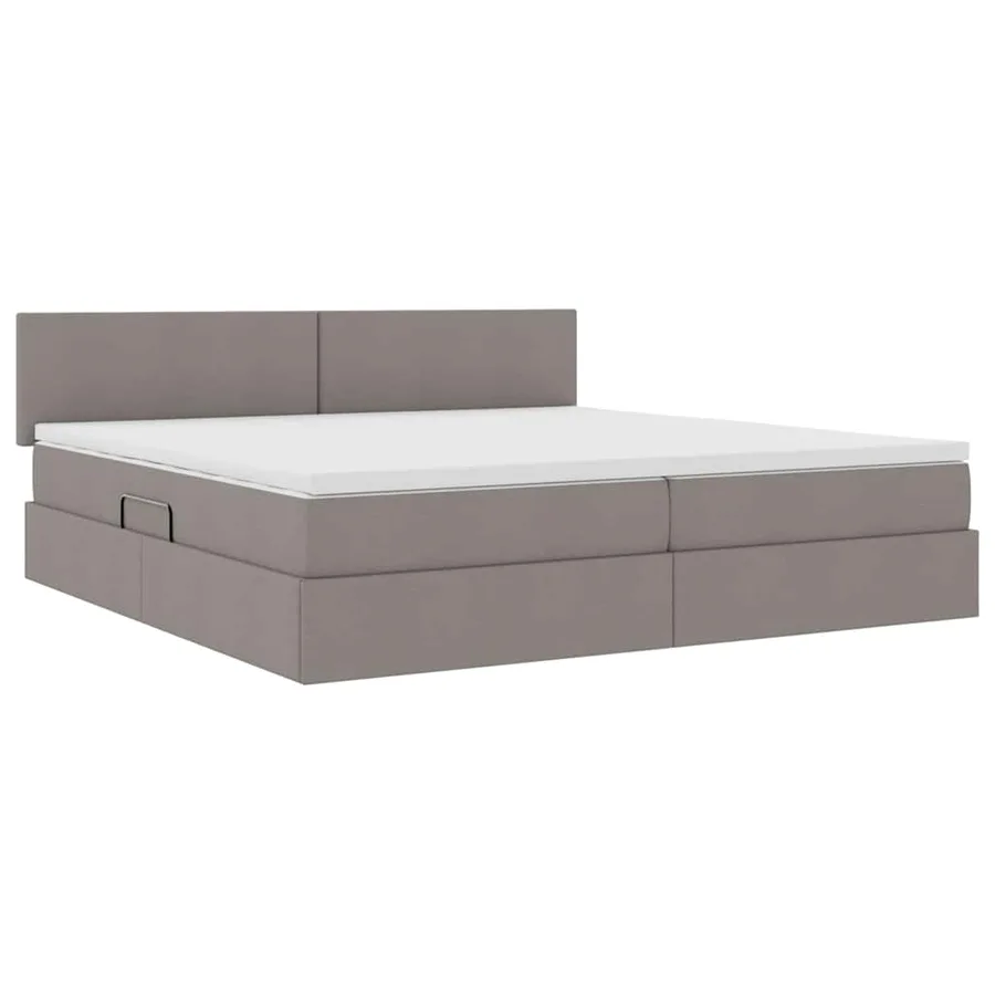 Lit avec rangement et matelas avec matelas Taupe 200 x 200 cm - 5