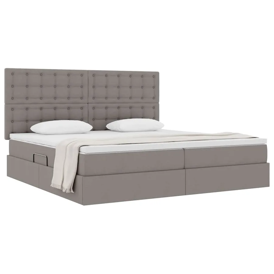 Lit avec rangement et matelas Taupe 200 x 200 cm tissu - 3