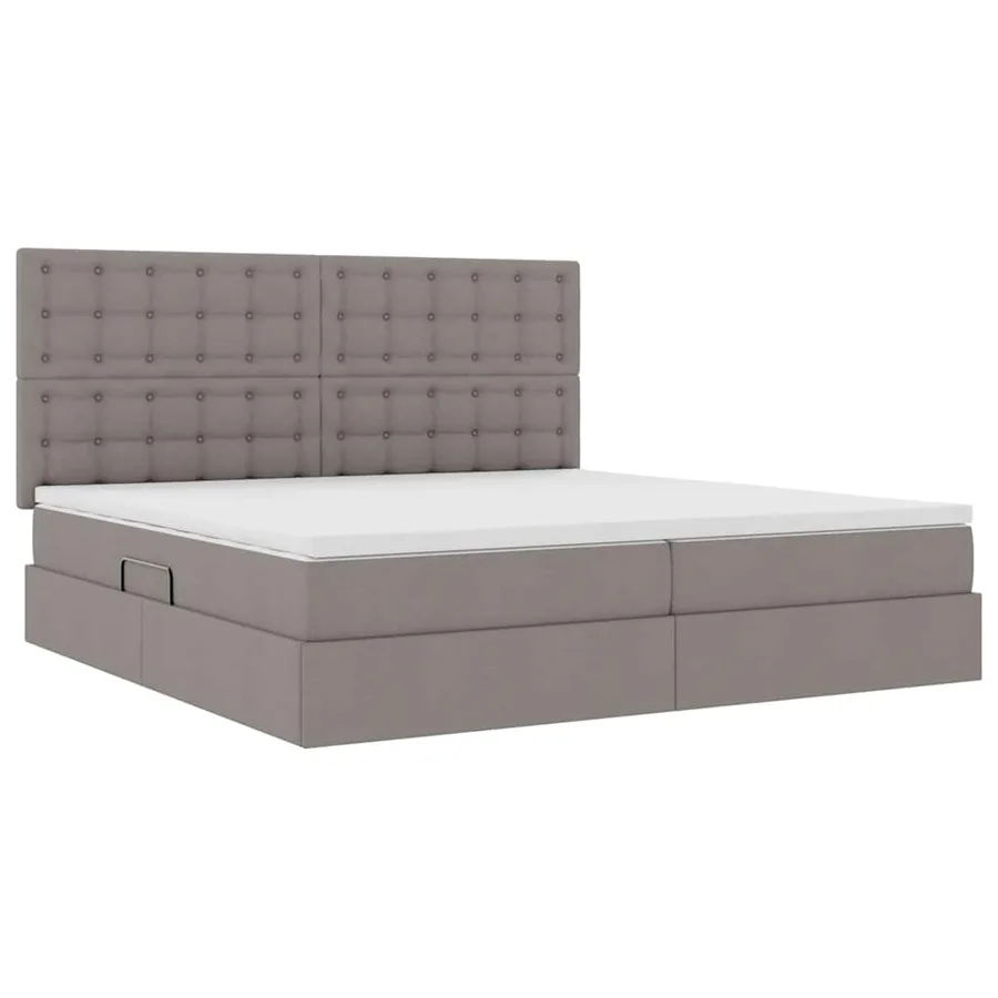 Lit avec rangement et matelas Taupe 200 x 200 cm tissu - 5