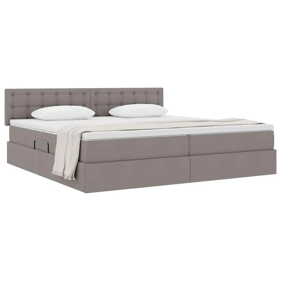Lit avec rangement et matelas avec matelas Taupe 200 x 200 cm - 3