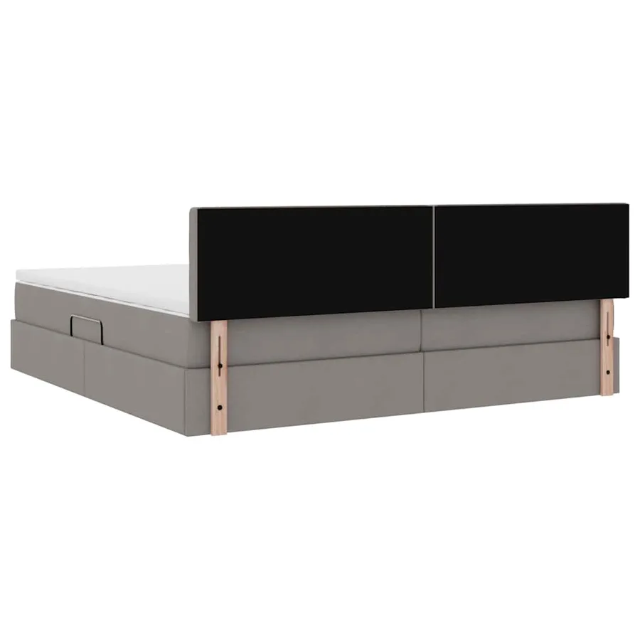 Lit avec rangement et matelas avec matelas Taupe 200 x 200 cm - 8
