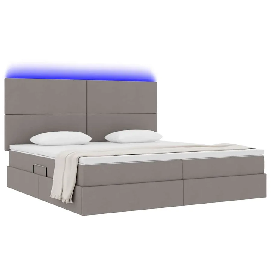 Lit de rangement LED avec matelas Taupe 200 x 200 cm Tissu - 3