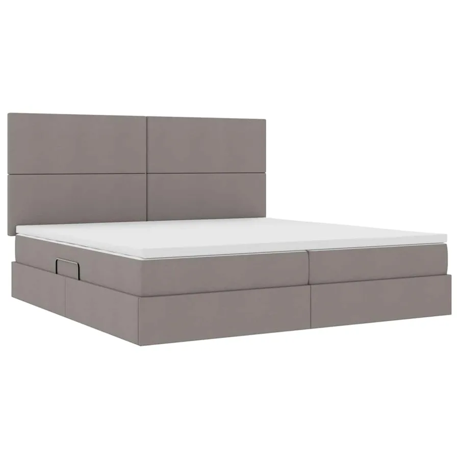 Lit de rangement LED avec matelas Taupe 200 x 200 cm Tissu - 6