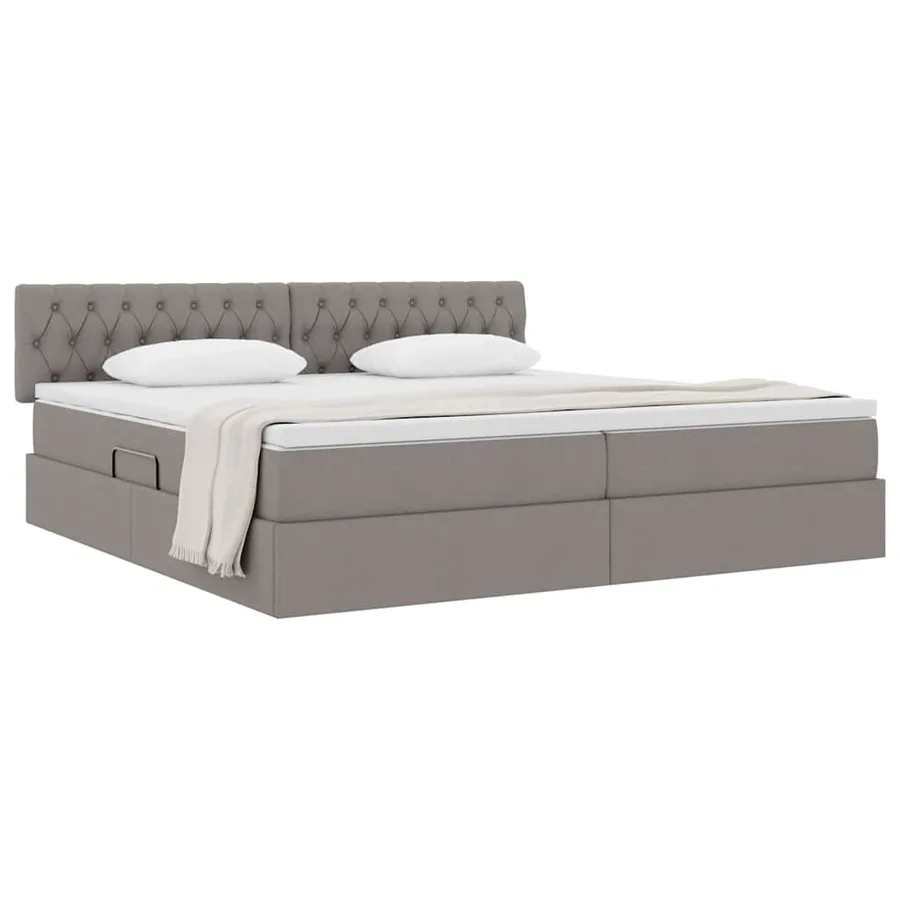 Lit avec rangement et matelas avec matelas Taupe 200 x 200 cm - 3