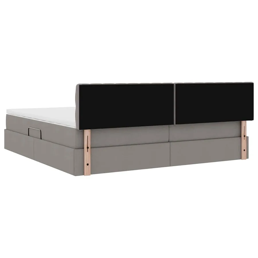 Lit avec rangement et matelas avec matelas Taupe 200 x 200 cm - 8