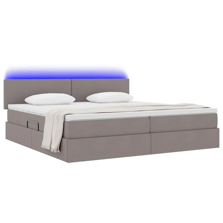 Lit de rangement LED avec matelas Taupe 200 x 200 cm Tissu - 3