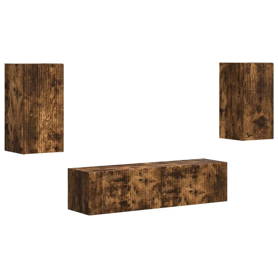 Ensemble meuble TV 4 pcs Chêne fumé Bois d'ingénierie - 2