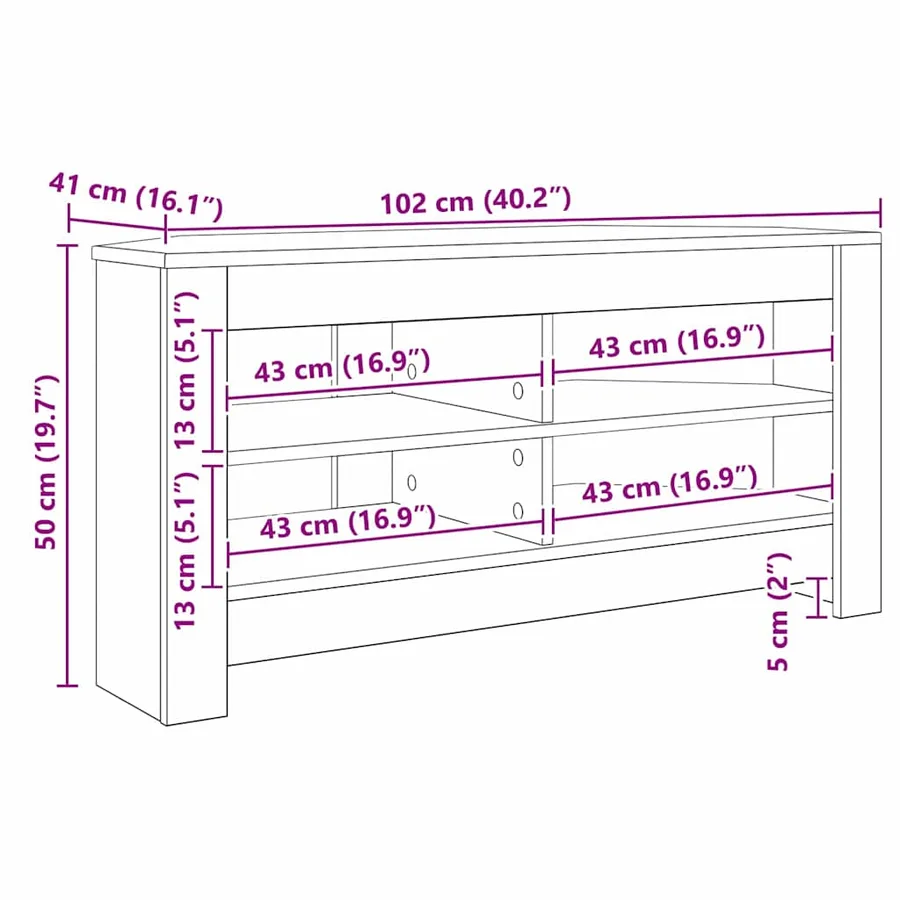 MeubleTVd'Angle Chêne Sonoma 102 x 40,5 x 45 cm - 8