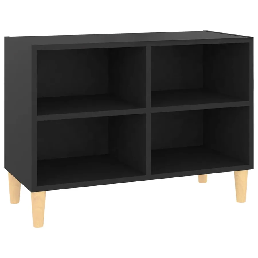 Meuble TV avec pieds en bois massif Noir 69,5x30x50 cm - 2