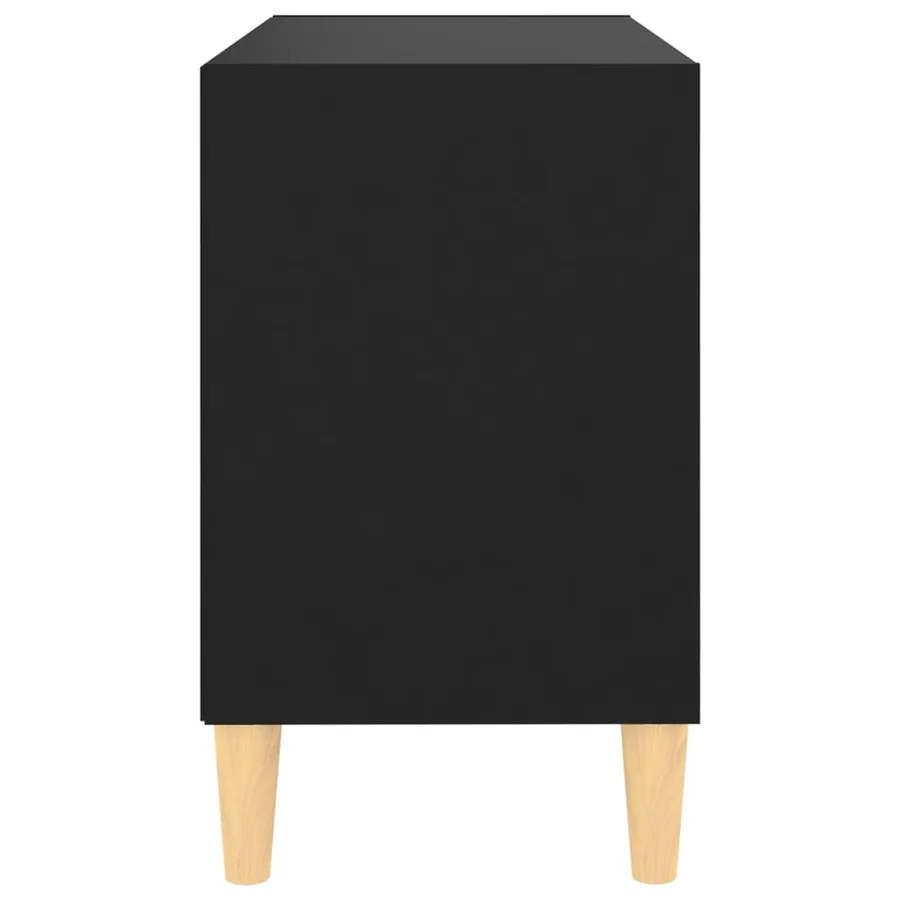 TV stand with solid wood legs Black 69.5x30x50 cm - 4