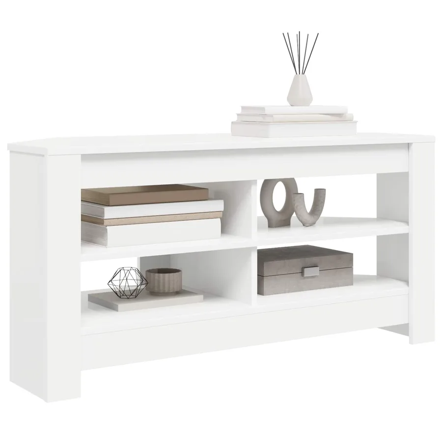 MeubleTVd'Angle Blanc 102 x 40,5 x 45 cm Bois d'ingénierie - 3