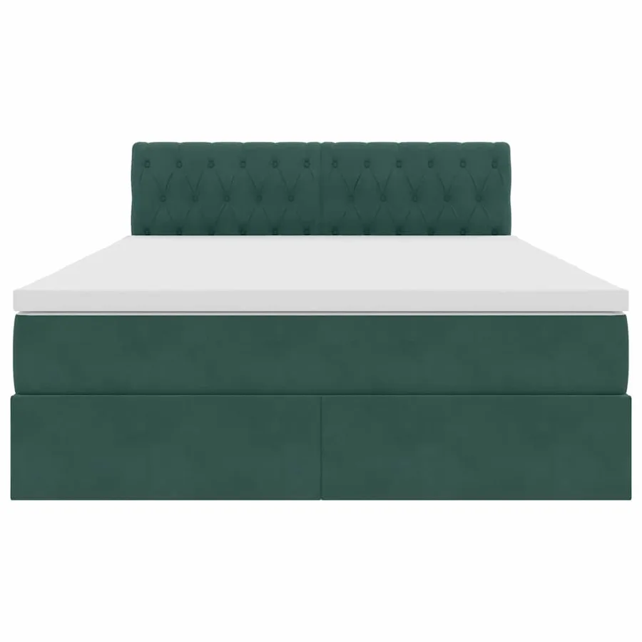 Lit de Rangement avec matelas Vert foncé 140 x 190 cm Velours - 7