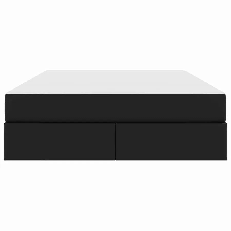 Lit avec rangement et matelas avec matelas 2 pcs Noir Cuir - 7