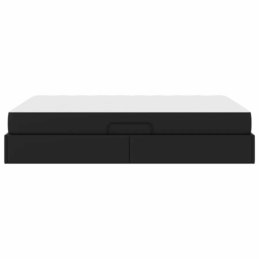 Lit avec rangement et matelas avec matelas 2 pcs Noir Cuir - 9