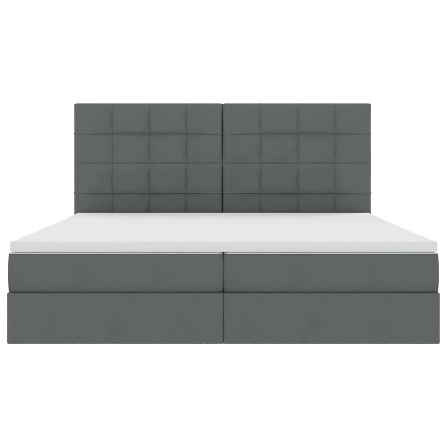 Lit avec rangement et matelas Gris foncé 200 x 200 cm tissu - 7