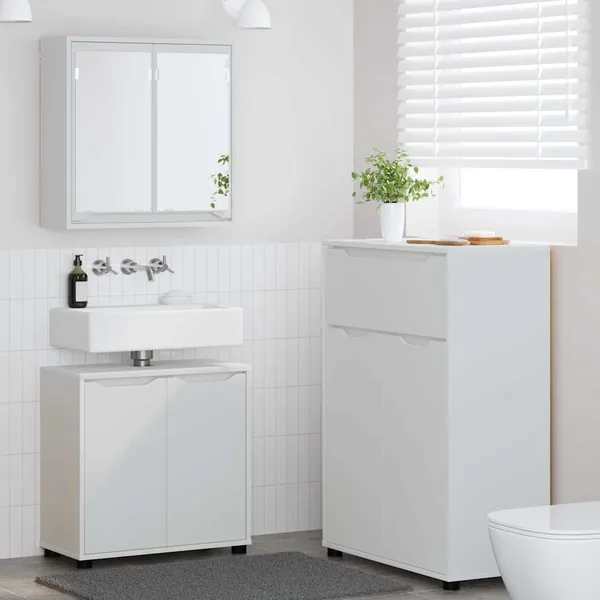 Ensemble de mobilier de salle de bain avec tiroir 3 pcs Blanc