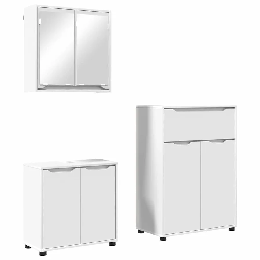 Ensemble de mobilier de salle de bain avec tiroir 3 pcs Blanc - 2