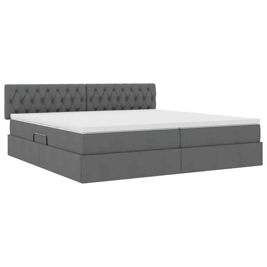 Lit avec rangement et matelas Gris foncé 200 x 200 cm - 5