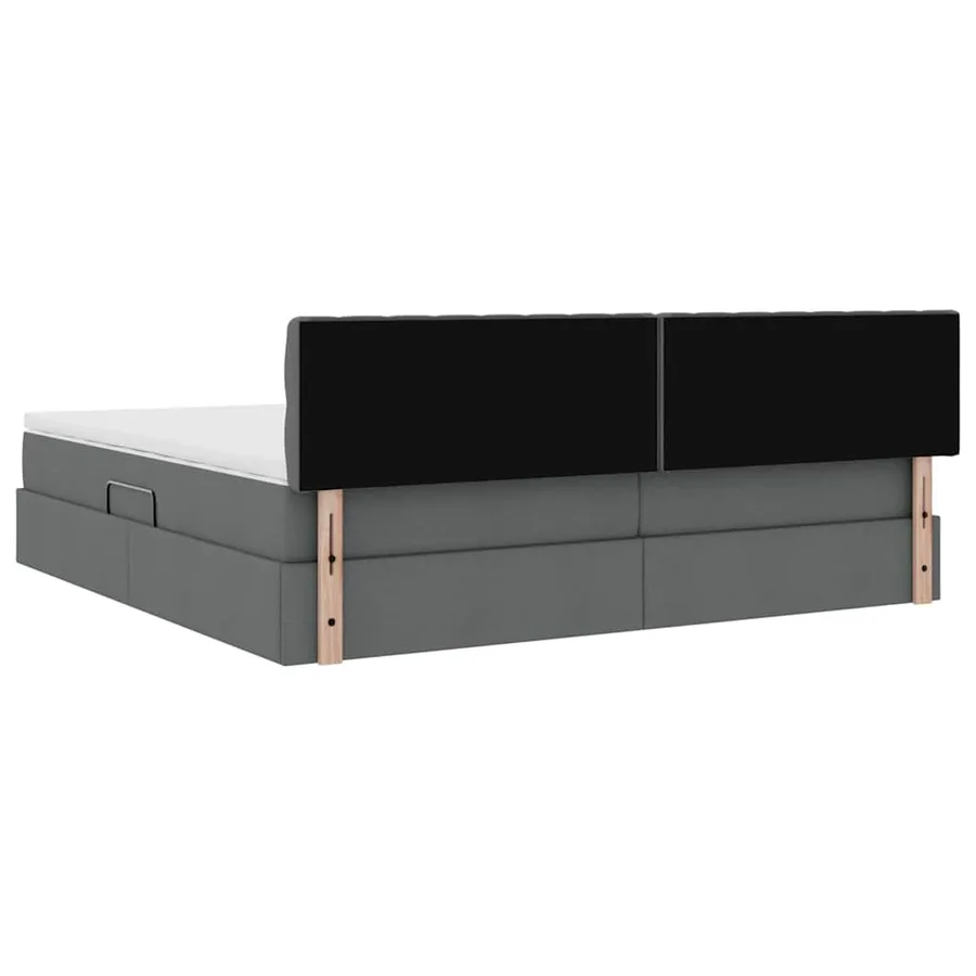 Lit avec rangement et matelas Gris foncé 200 x 200 cm - 8