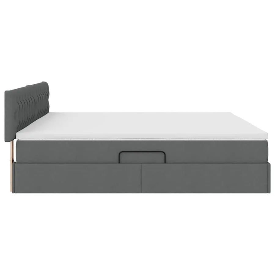 Lit avec rangement et matelas Gris foncé 200 x 200 cm - 9