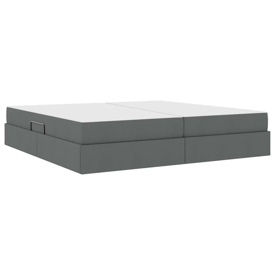 Lit avec rangement et matelas Gris foncé 200 x 200 cm Polyester - 10