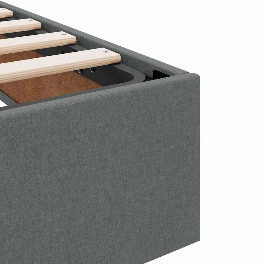 Lit avec rangement et matelas Gris foncé 200 x 200 cm Polyester - 11