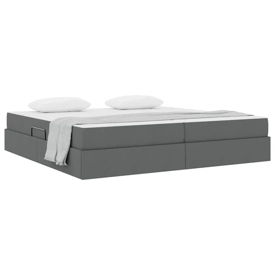 Lit avec rangement et matelas Gris foncé 200 x 200 cm Polyester - 3