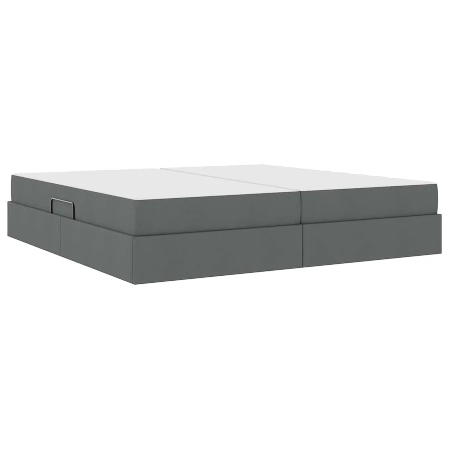 Lit avec rangement et matelas Gris foncé 200 x 200 cm Polyester - 5