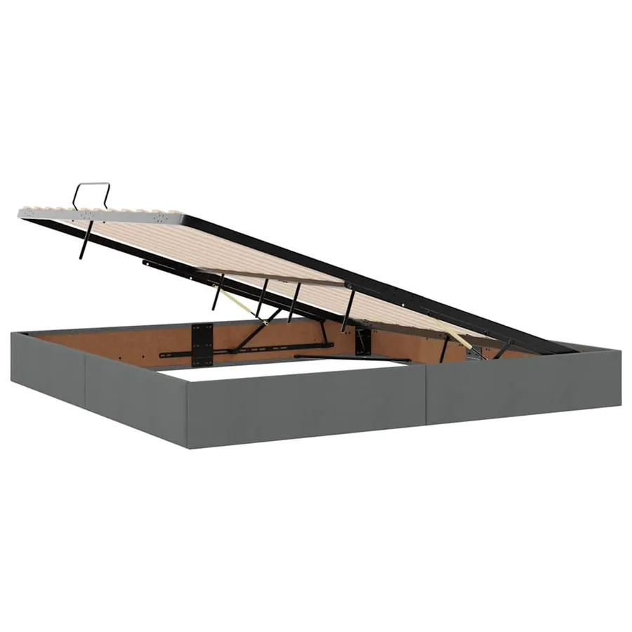 Lit avec rangement et matelas Gris foncé 200 x 200 cm Polyester - 6