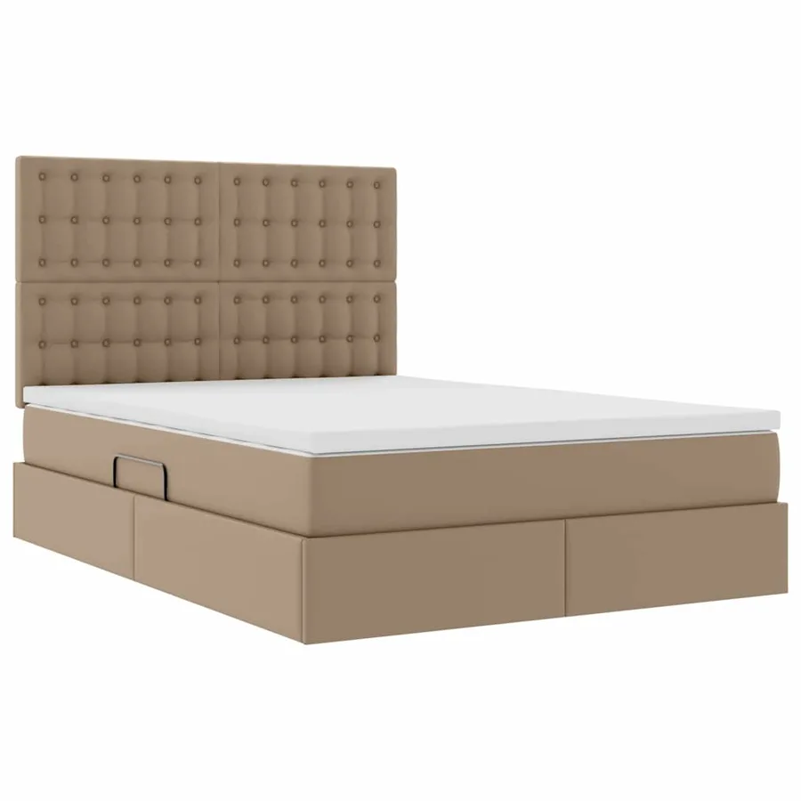 Lit avec rangement et LED Cappuccino 140 x 190 cm Simili cuir - 6