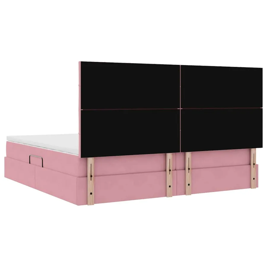 Lit avec rangement et matelas Rose 200 x 200 cm Velours - 11