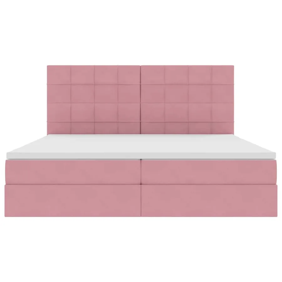 Lit avec rangement et matelas Rose 200 x 200 cm Velours - 7