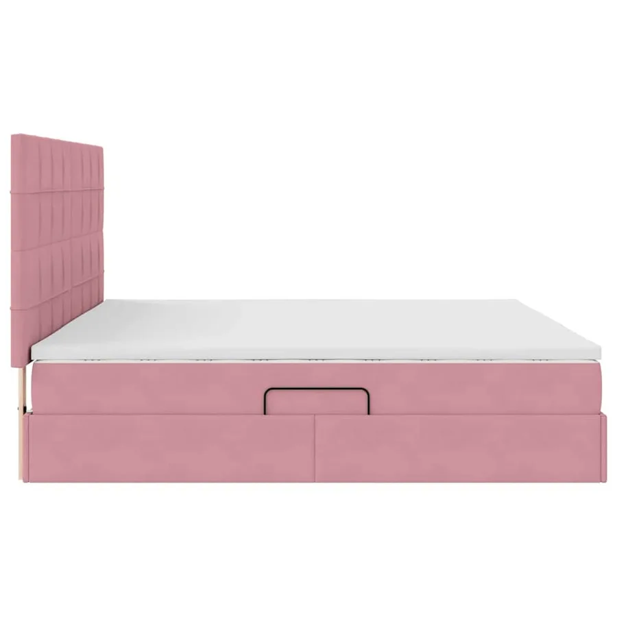 Lit avec rangement et matelas Rose 200 x 200 cm Velours - 8