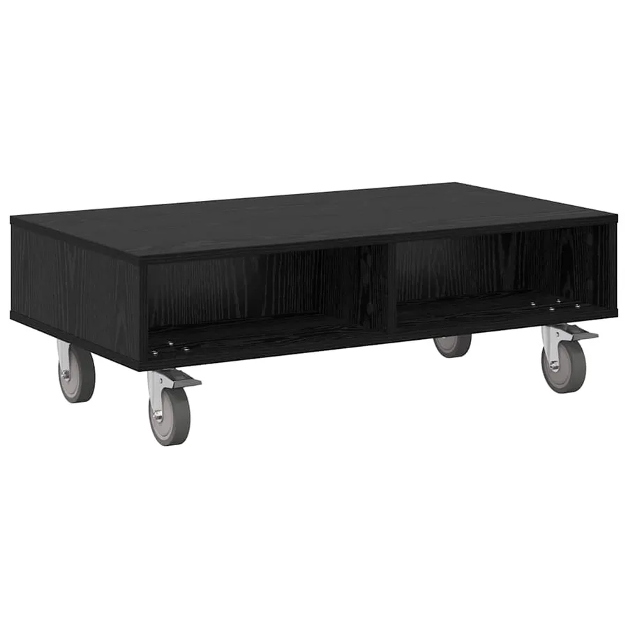 Table d'appoint avec roues Chêne noir 90 x 50 x 30 cm - 2