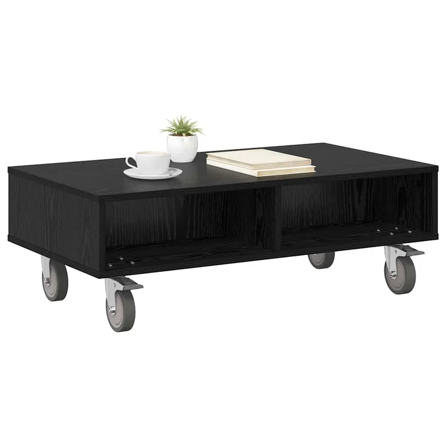 Table d'appoint avec roues Chêne noir 90 x 50 x 30 cm - 3