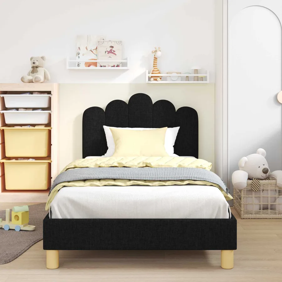 Cadre de lit pour enfants avec tête de lit Noir 90 x 190 cm - 3