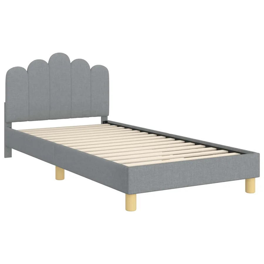 Cadre de lit pour enfants avec tête de lit Gris clair Tissu - 4