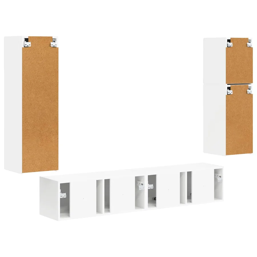 Ensemble meuble TV Montage mural 4 pcs Blanc Bois d'ingénierie - 8
