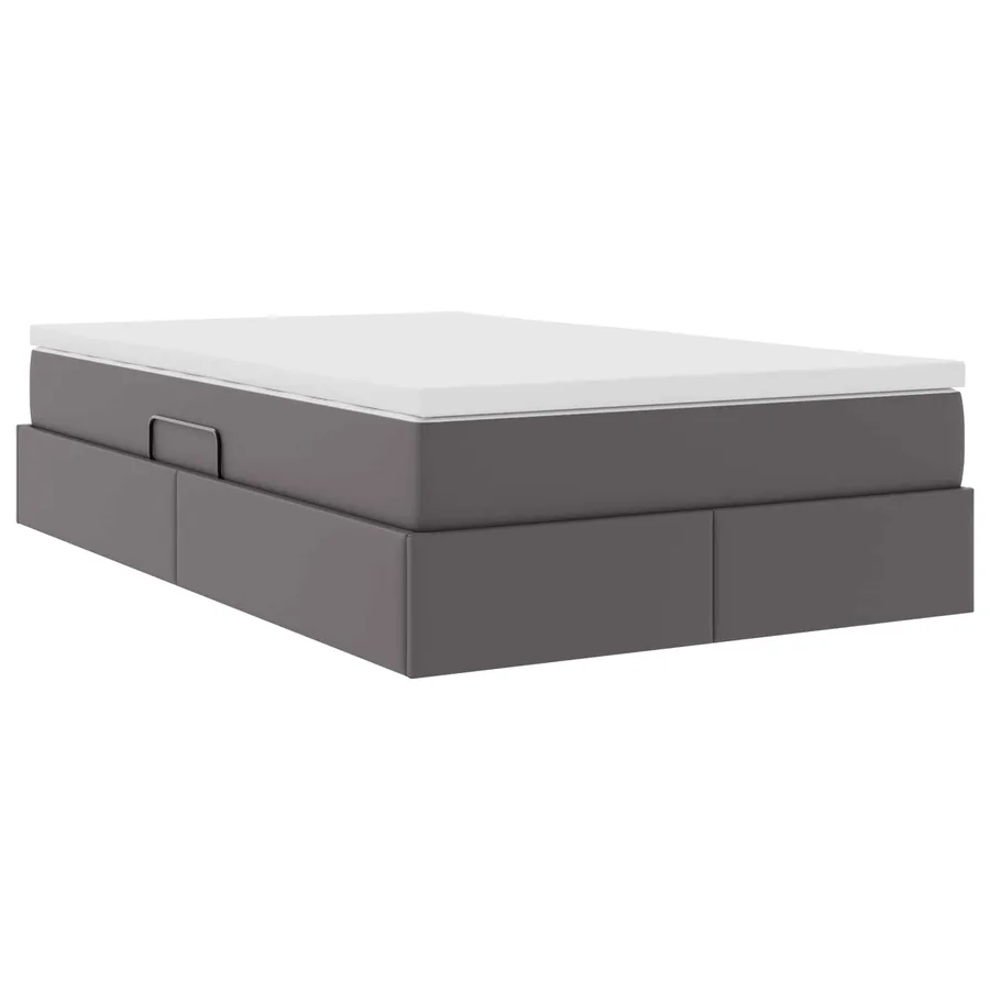 Lit avec rangement et matelas Gris 120 x 190 cm Simili cuir - 5