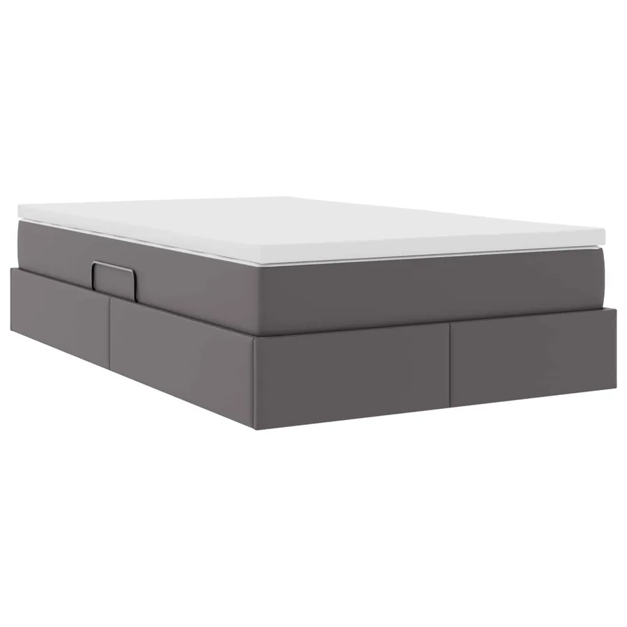 Lit avec rangement et matelas Gris 120 x 190 cm Simili cuir - 8