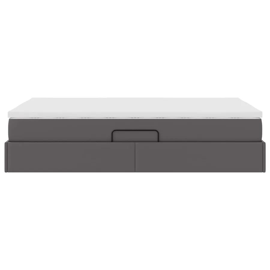 Lit avec rangement et matelas Gris 120 x 190 cm Simili cuir - 9