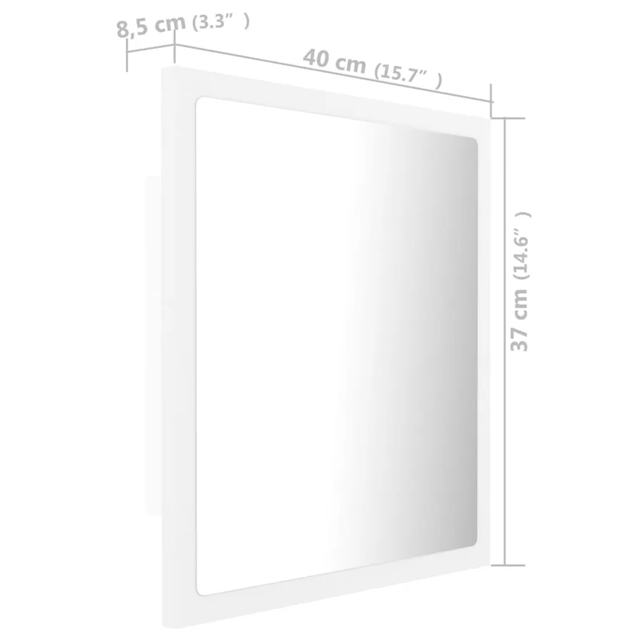 Miroir à LED de salle de bain Blanc 40x8,5x37 cm Acrylique - 14