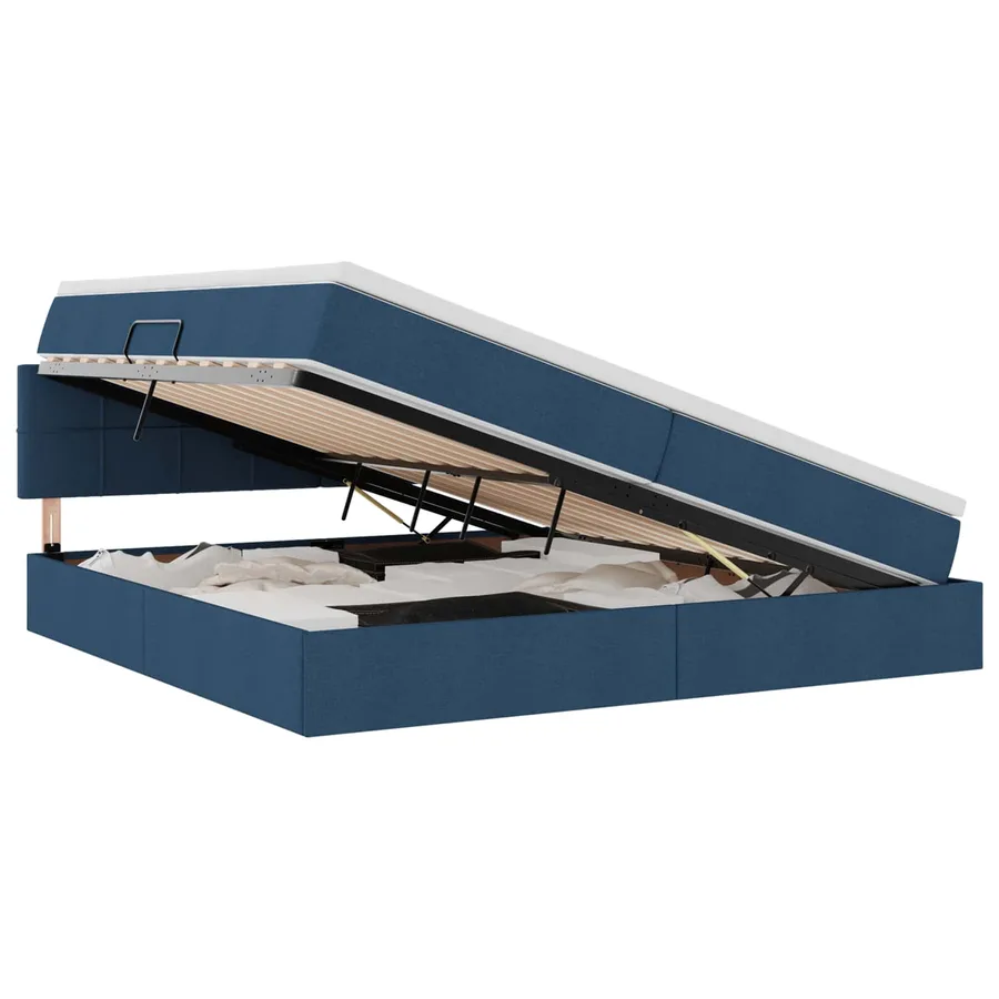 Lit avec rangement et matelas avec matelas Bleu 200 x 200 cm - 2
