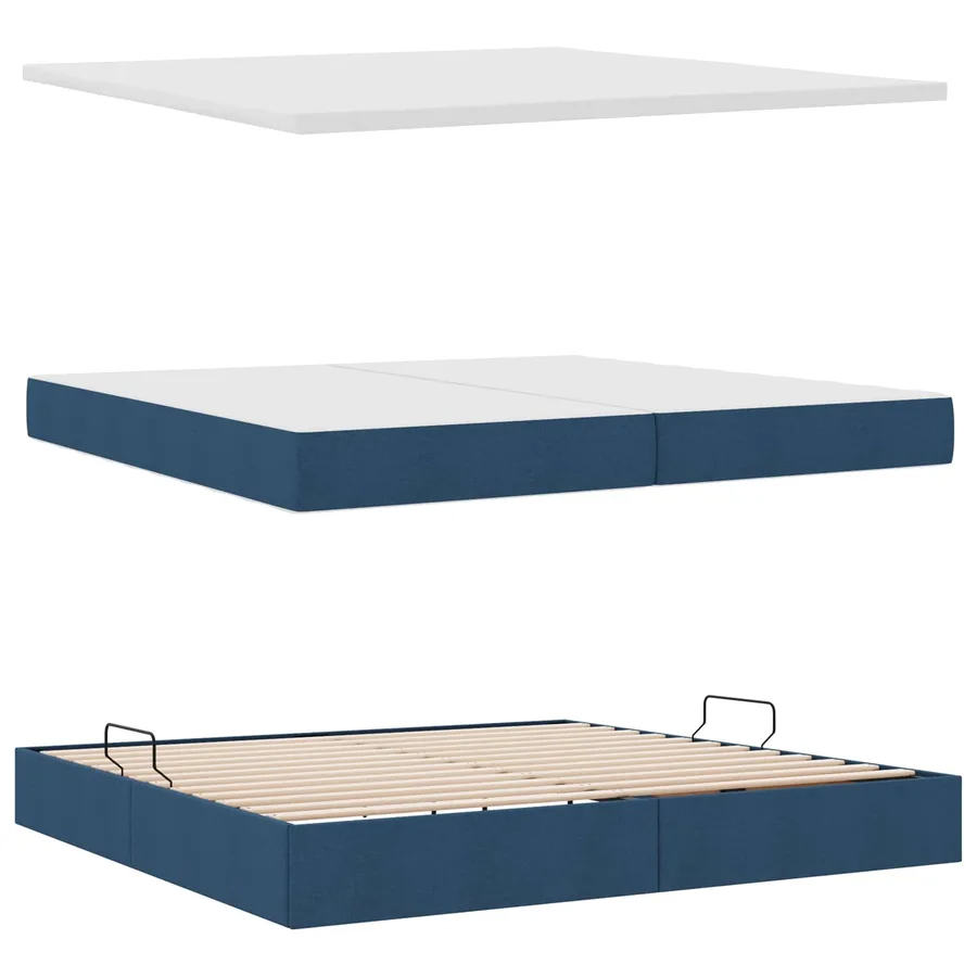 Lit avec rangement et matelas avec matelas Bleu 200 x 200 cm - 7