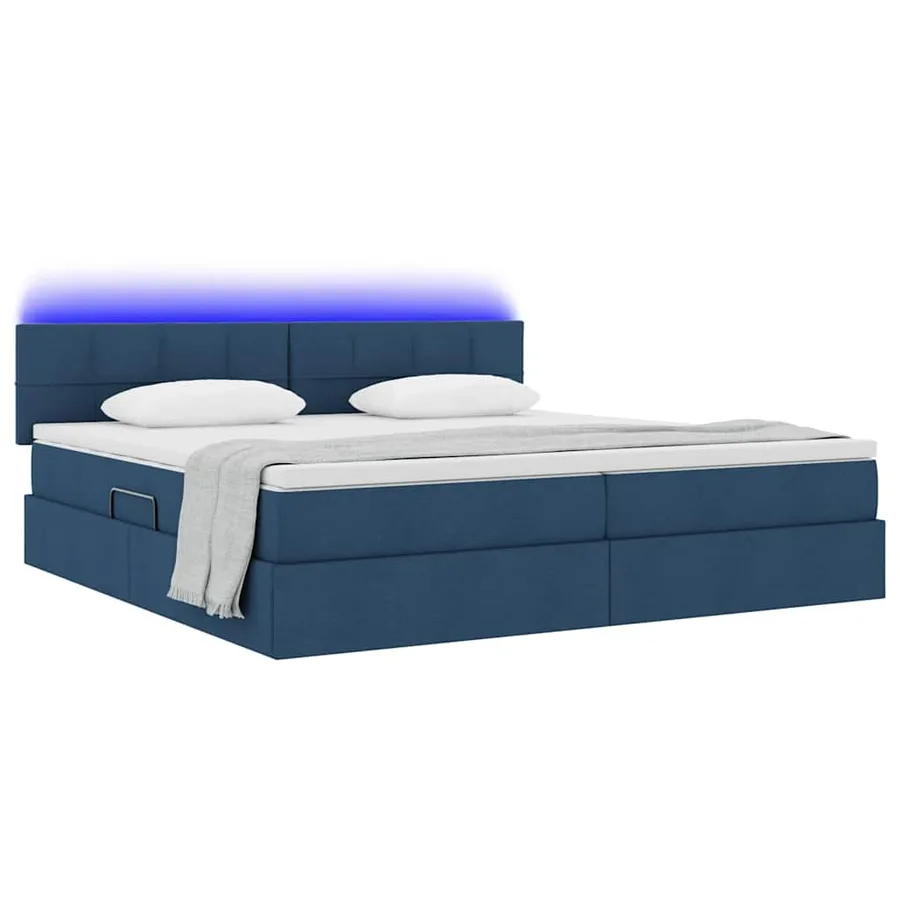 Lit de rangement LED avec matelas Bleu 200 x 200 cm Tissu - 3