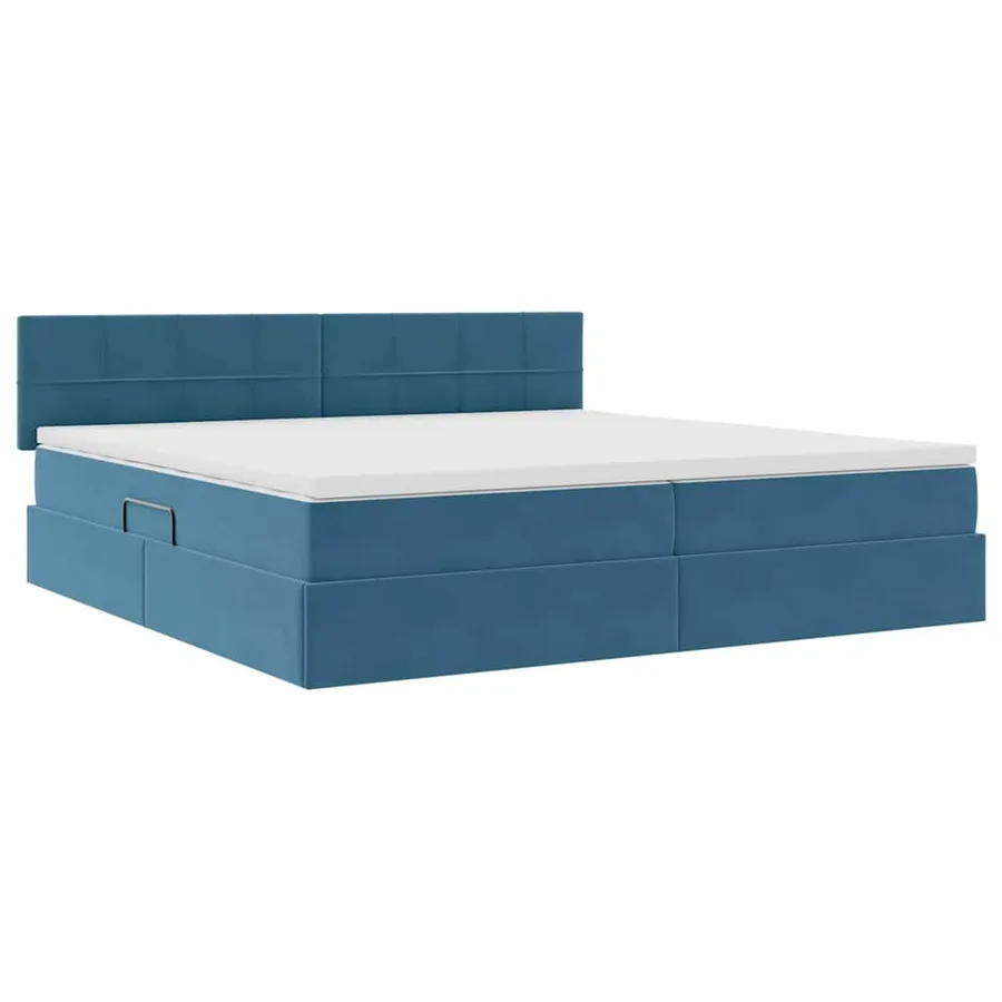 Lit de Rangement avec matelas Bleu foncé 200 x 200 cm Velours - 5