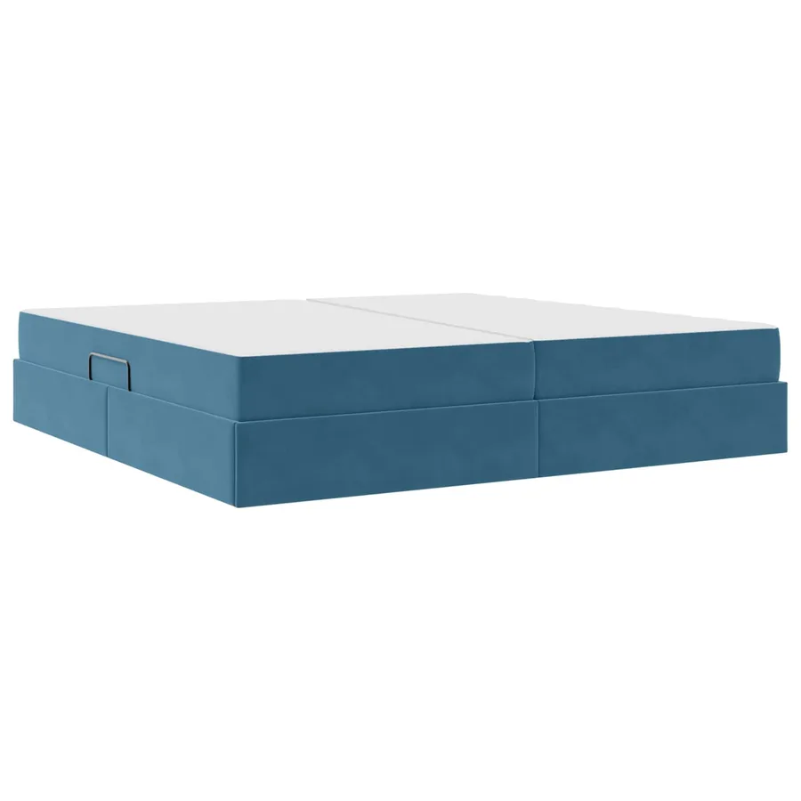 Lit avec rangement et matelas Bleu foncé 200 x 200 cm Velours - 10